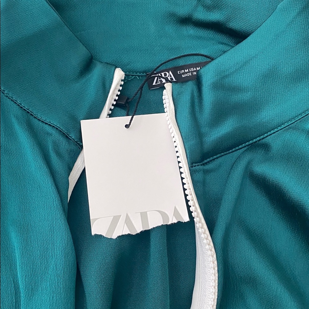 Zara Teal and White Women's Jumpsuit jacket - Picture 2 of 2
